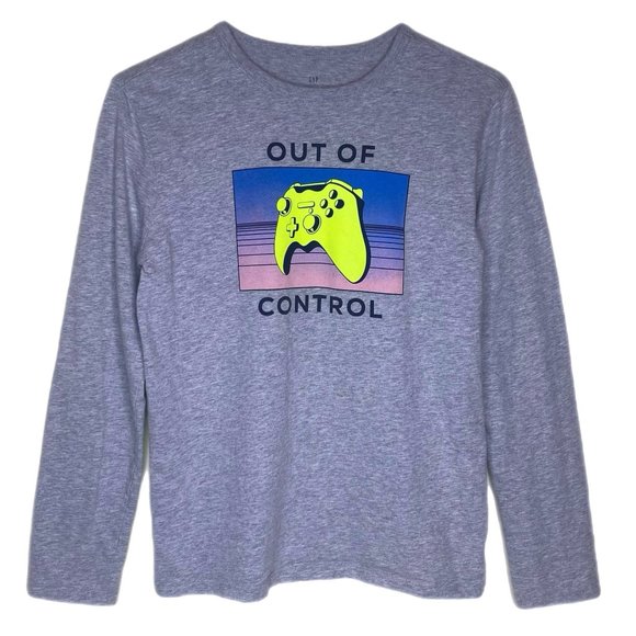 Gap Kids Boy's Long Sleeve Gray T-Shirt Game Controller Theme Size XL - Picture 1 of 5